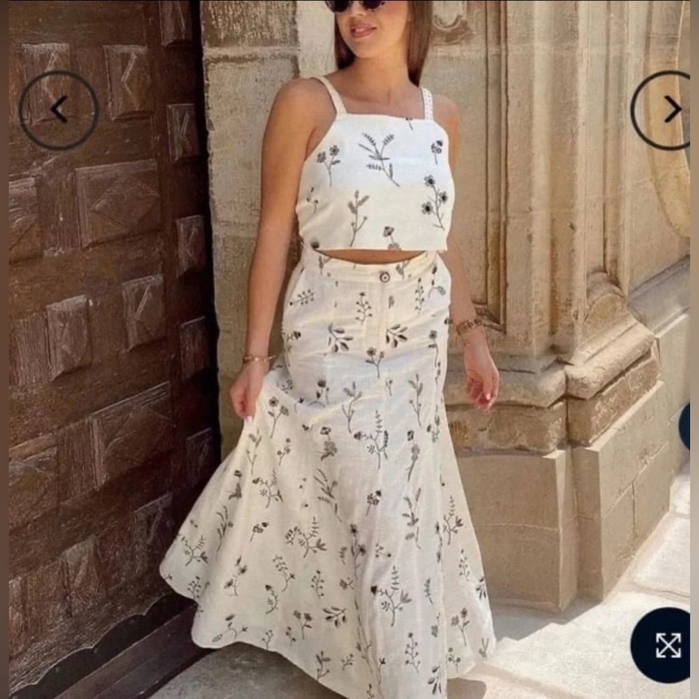 Zara Cream Floral Skirt Set - Picture 8 of 11